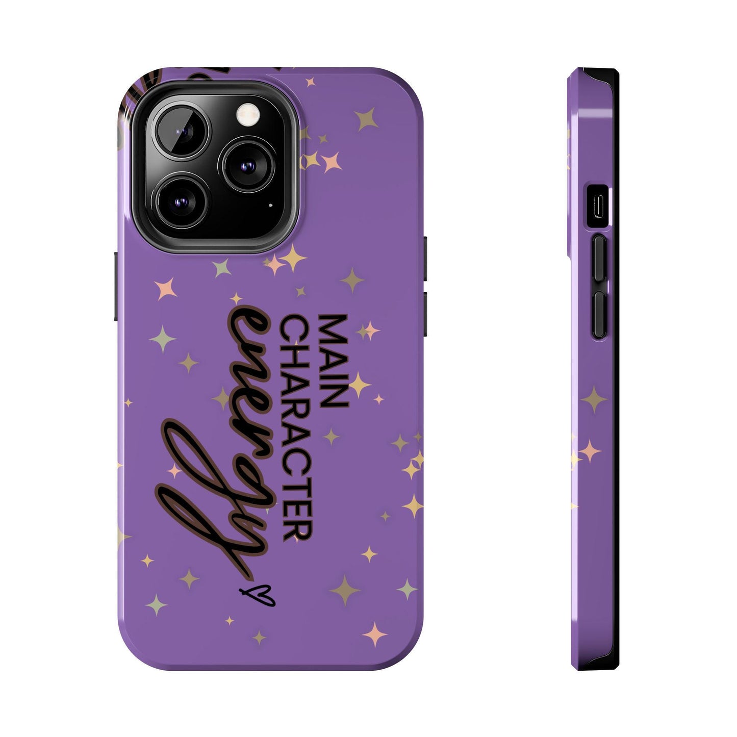 Purple Tough Phone Cases, Main Character Energy, Cute Unique Design, Protective Phone Cover, Trendy Cellphone Accessories