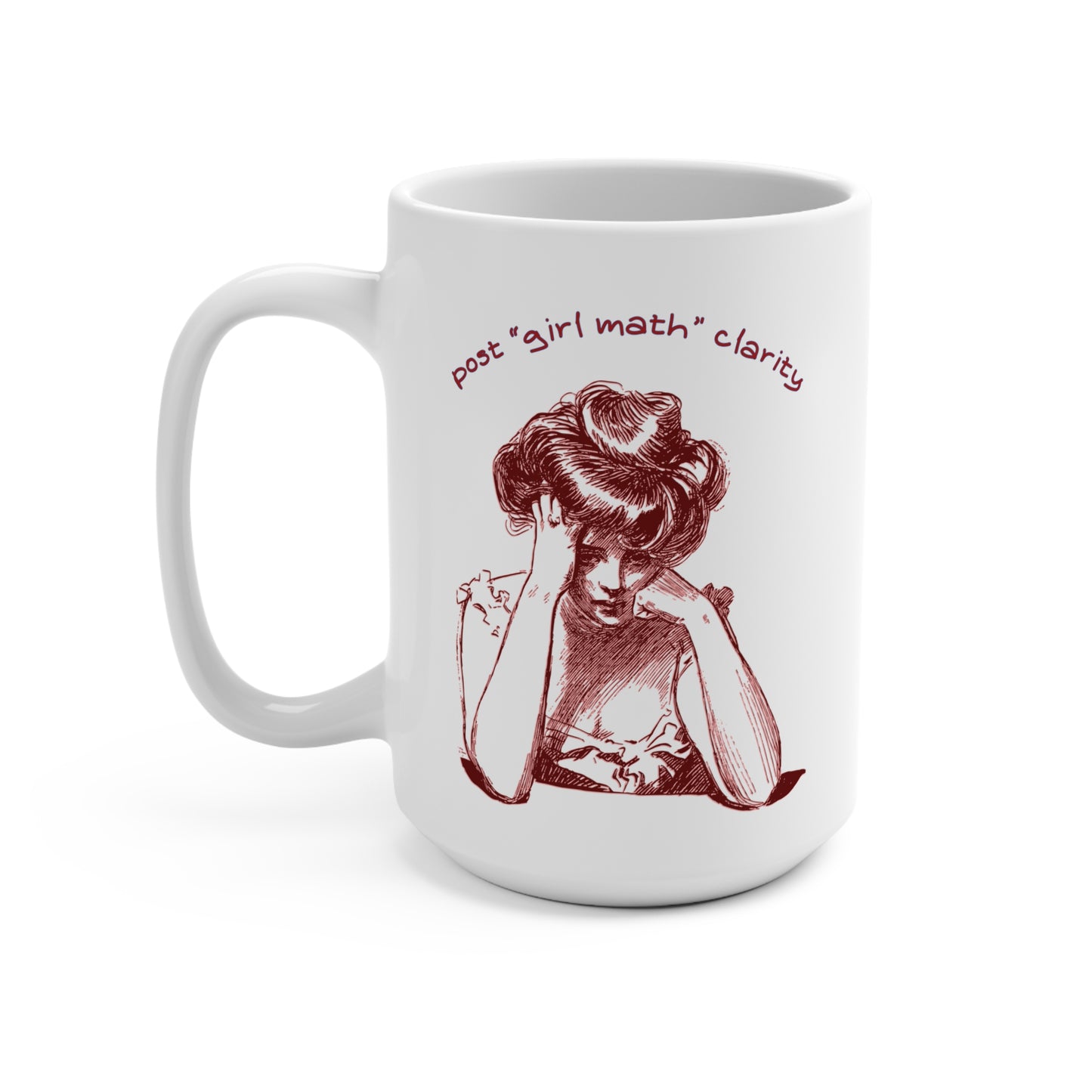 Funny "Girl Math" Clarity Mug, 15oz Coffee Cup for Students, Best Gift for Graduation, Birthday, Encouragement