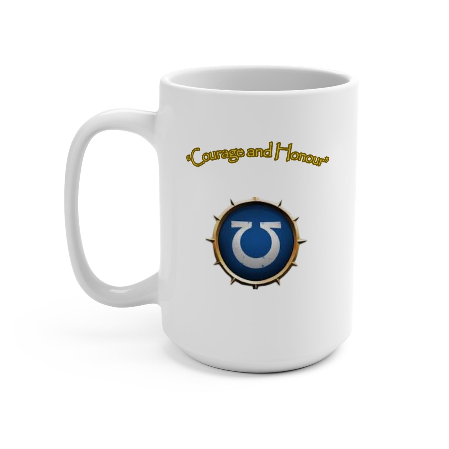 Inspirational Mug 15oz - Courage and Honour Coffee Cup, Gift for Gamers, Unique Kitchen Decor, Motivational Drinkware, Warrior Theme