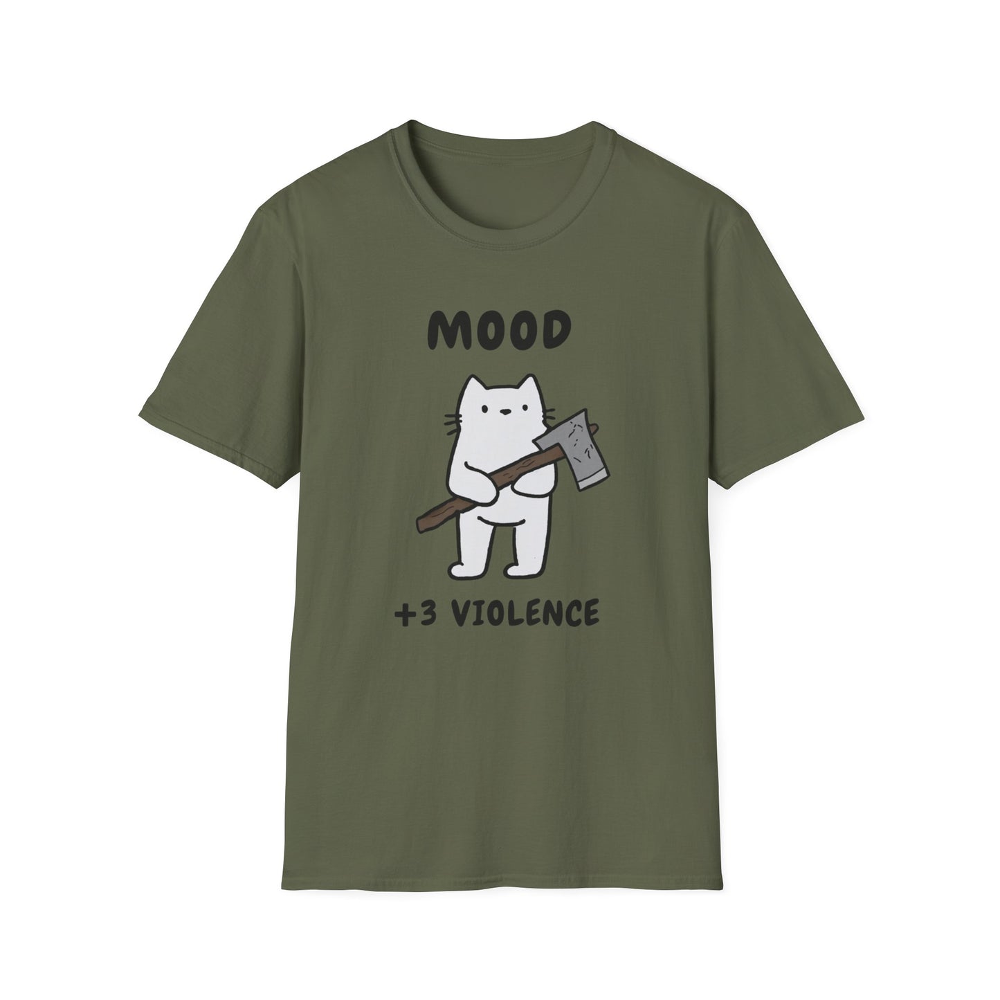 Funny Cat Mood T-Shirt - +3 Violence Design