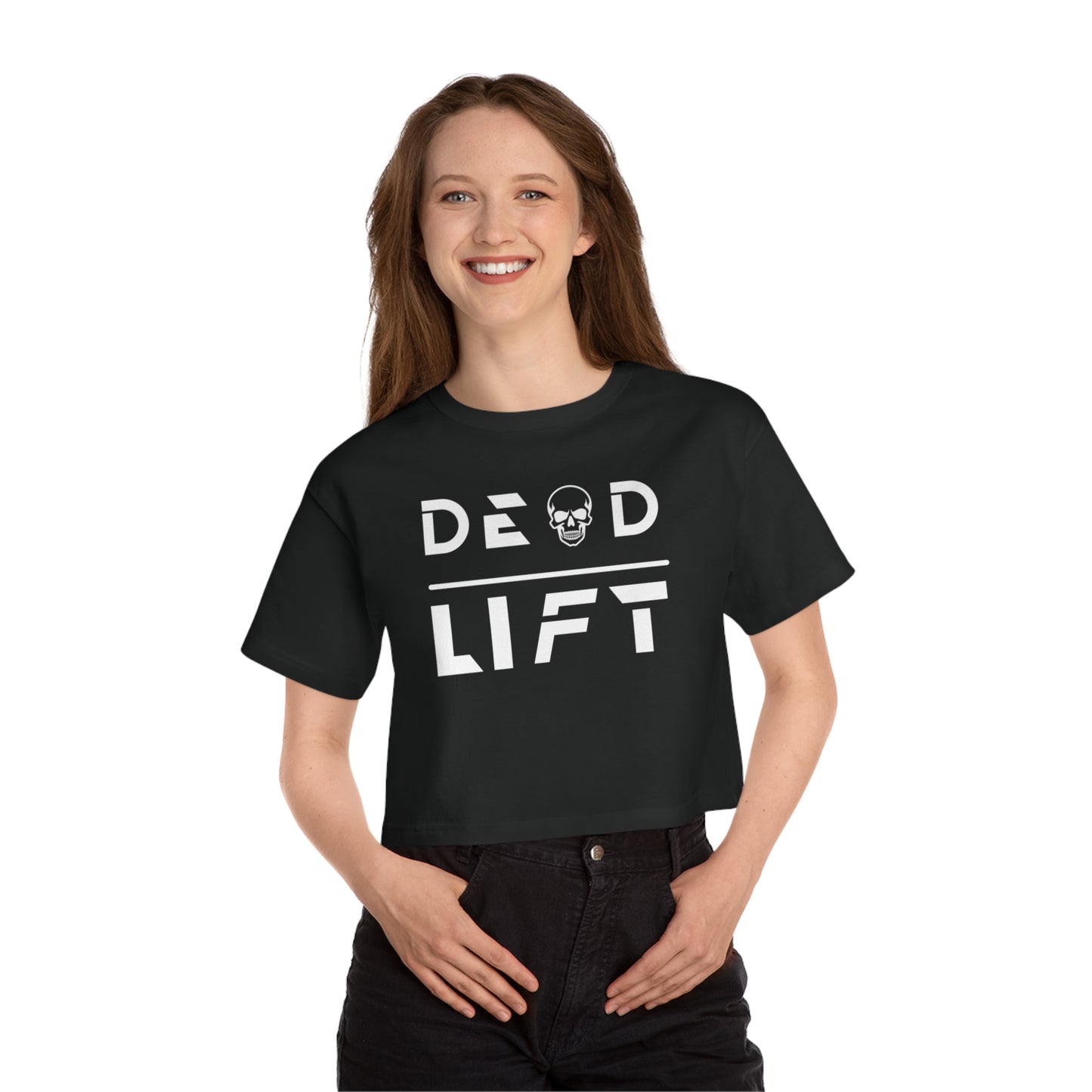 Cropped T-Shirt - Deadlift Workout Powerlifting Weightlifting Exercise