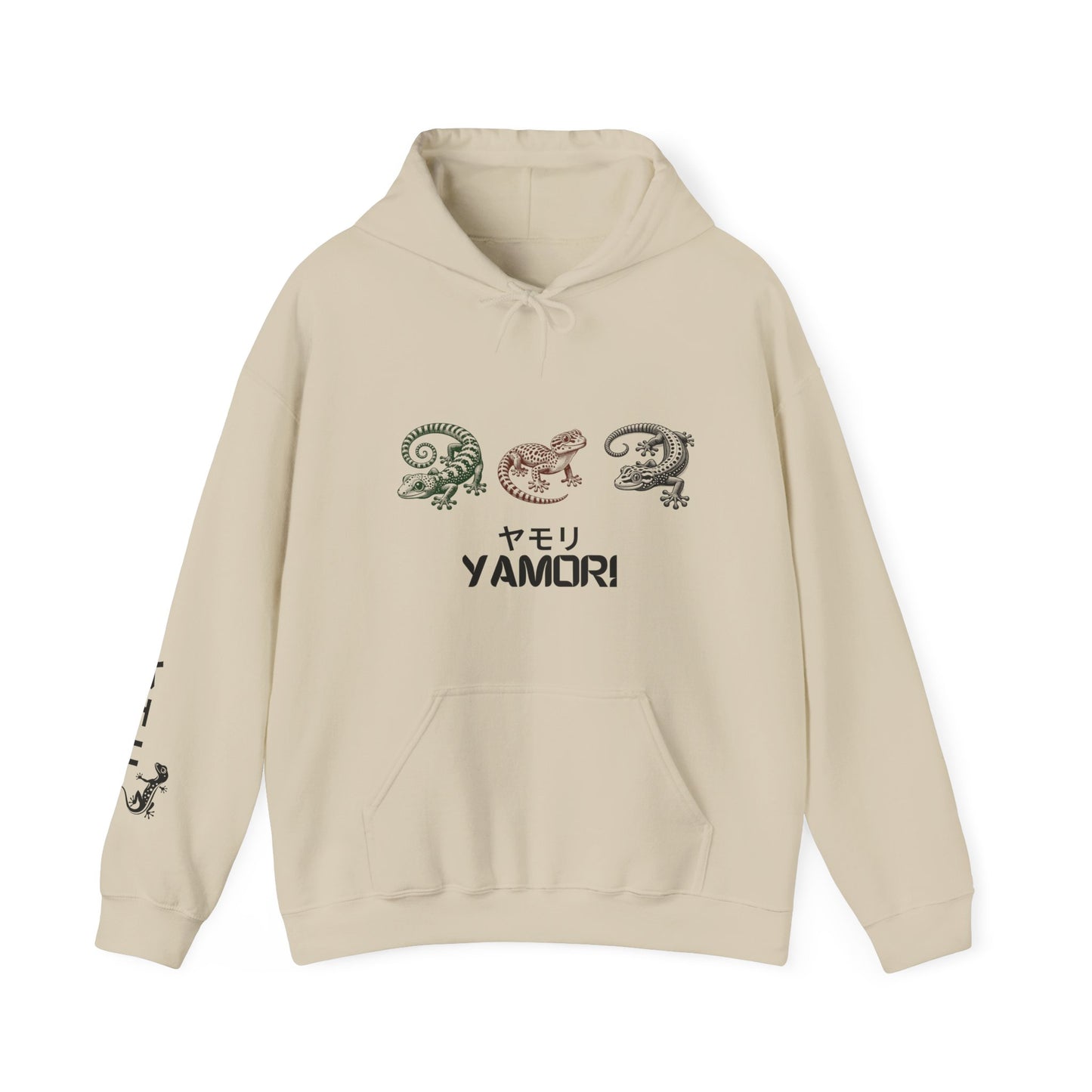 Japanese Style Gecko Hoodie, Unisex Sweatshirt with Print Sleeve, Reptile Lizard Hoody, Men Women Pullover, Oriental Clothing Gift