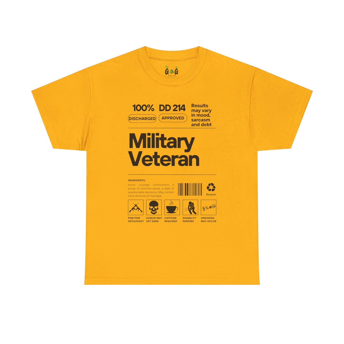 Military Veteran Unisex Heavy Cotton Tee - 100% Discharged Approved T-Shirt