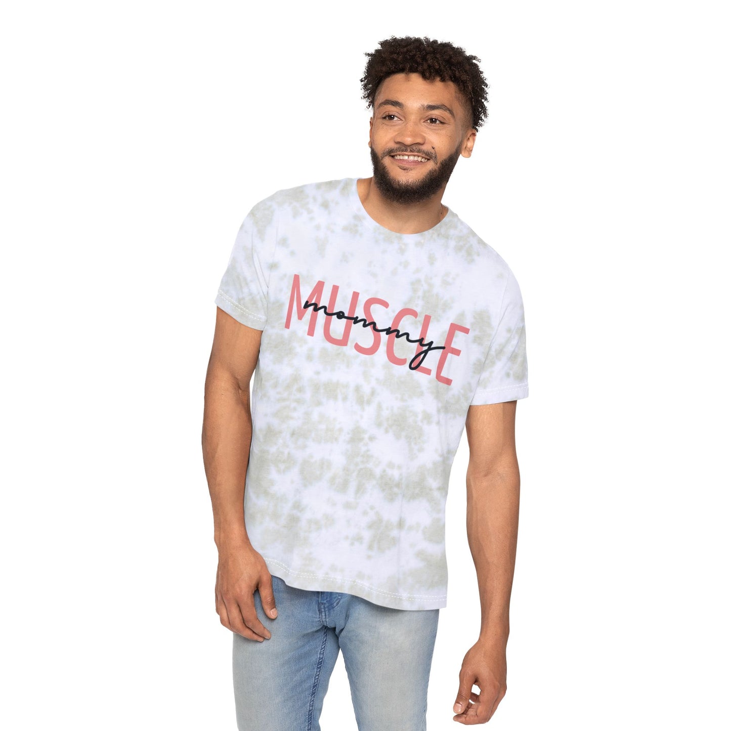 Muscle Mommy Tie-Dye Workout T-Shirt, Strong Woman Fitness Tee, Exercise Shirt, Unisex Gym Top, FWD Fashion Apparel