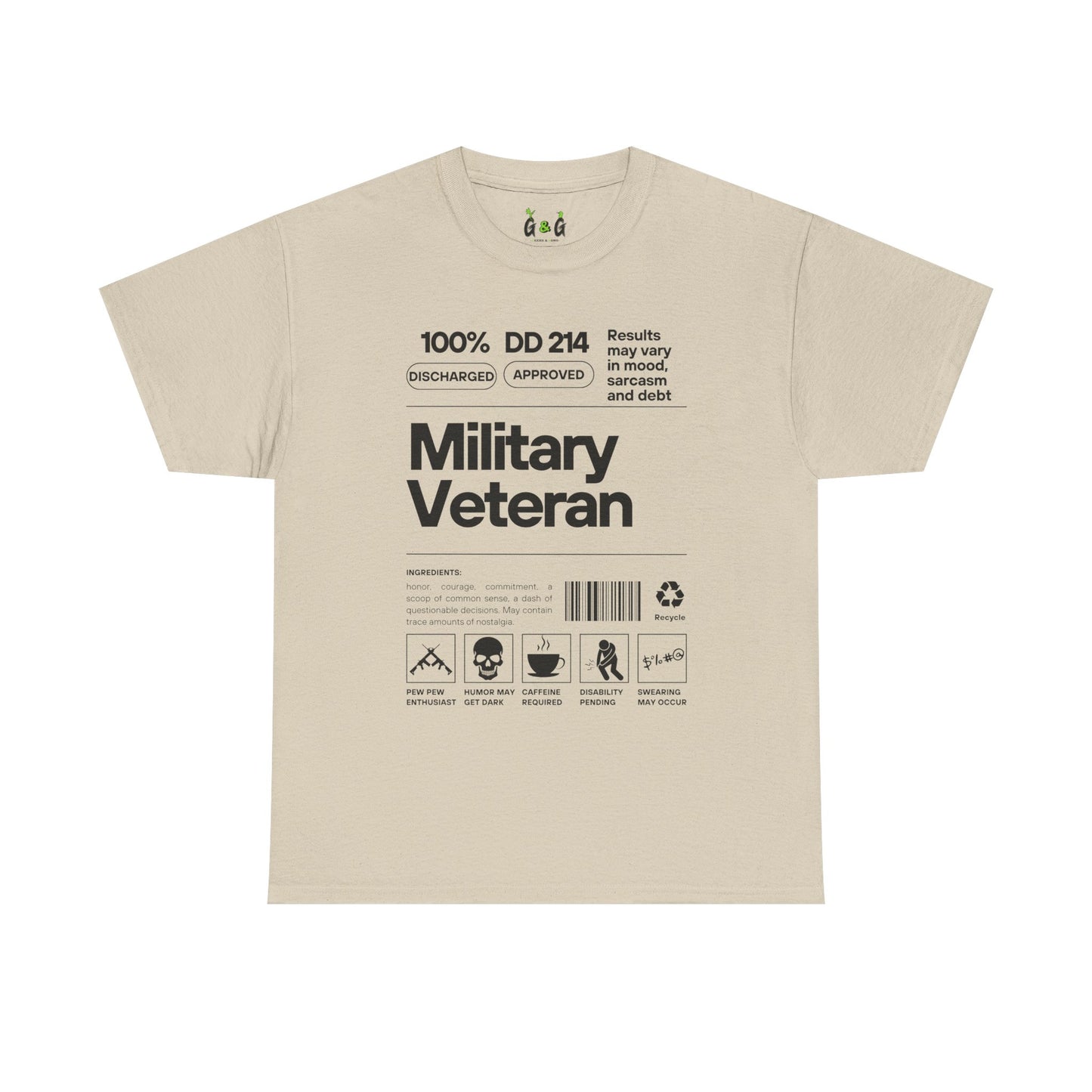Military Veteran Unisex Heavy Cotton Tee - 100% Discharged Approved T-Shirt