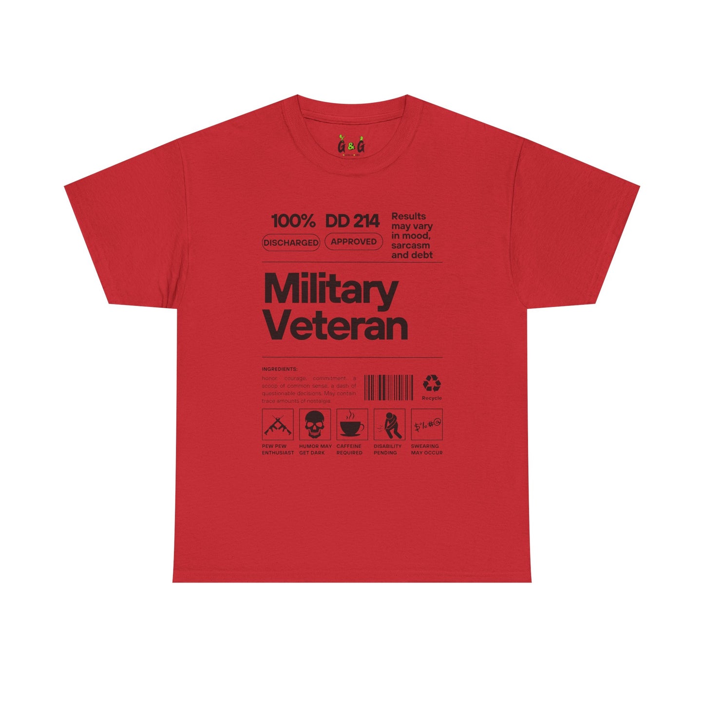Military Veteran Unisex Heavy Cotton Tee - 100% Discharged Approved T-Shirt