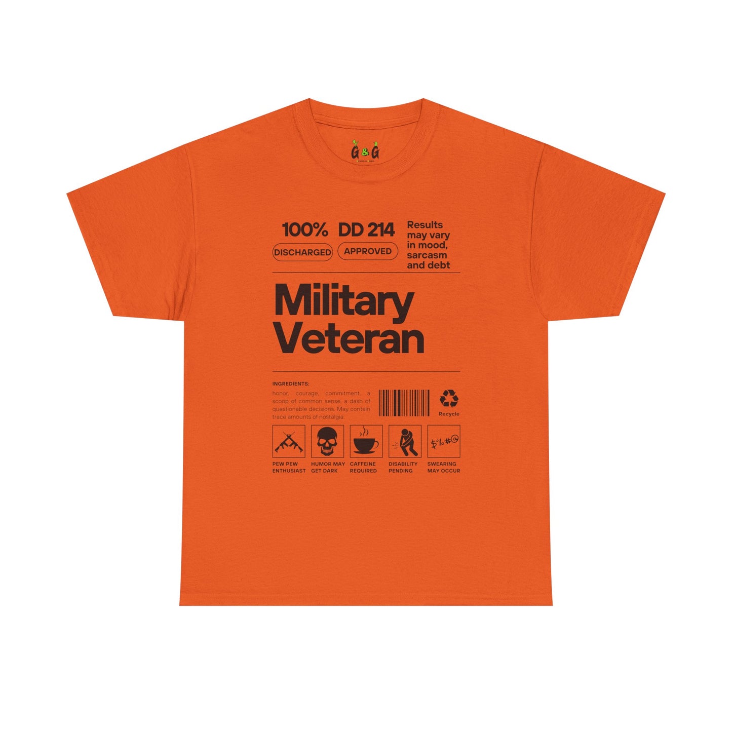 Military Veteran Unisex Heavy Cotton Tee - 100% Discharged Approved T-Shirt