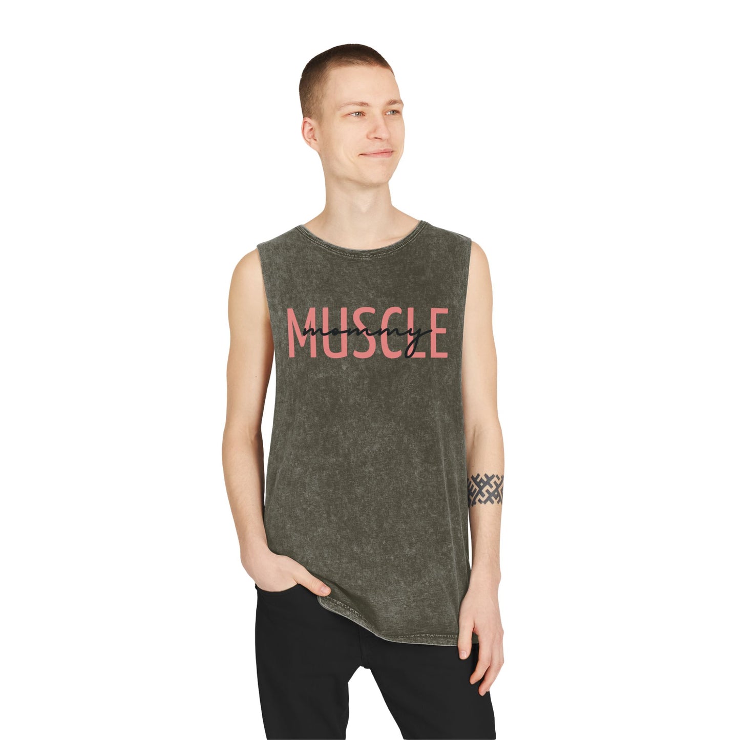Stonewash Tank Top, Muscle Mommy Gym Attire, Tough Workout Tank for Her, Unisex Fitness Shirt, Sleeveless Athletic Apparel