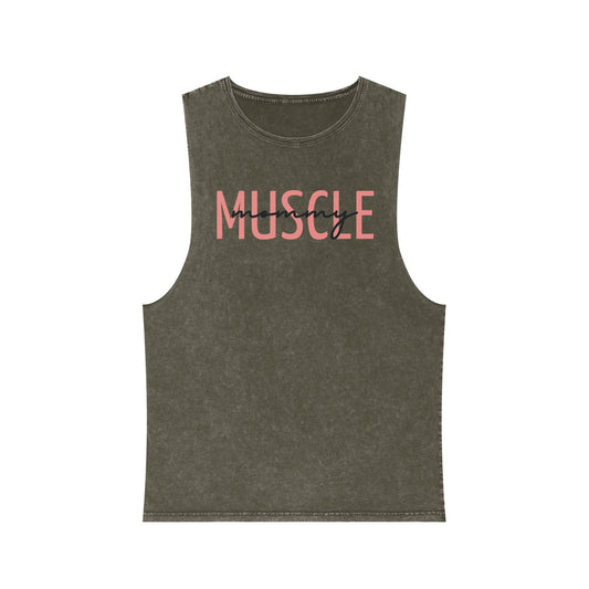 Stonewash Tank Top, Muscle Mommy Gym Attire, Tough Workout Tank for Her, Unisex Fitness Shirt, Sleeveless Athletic Apparel