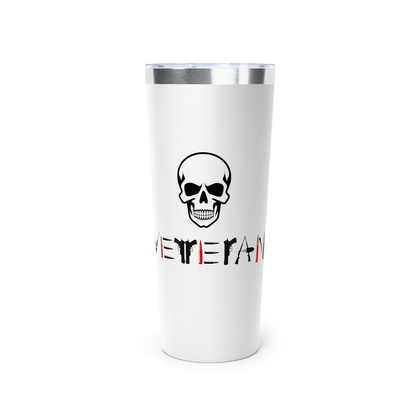 Skull Veteran Tumbler - 22oz Copper Vacuum Insulated Mug, Travel Cup for Veterans, Gift for Military Holidays, Personalized Drinkware