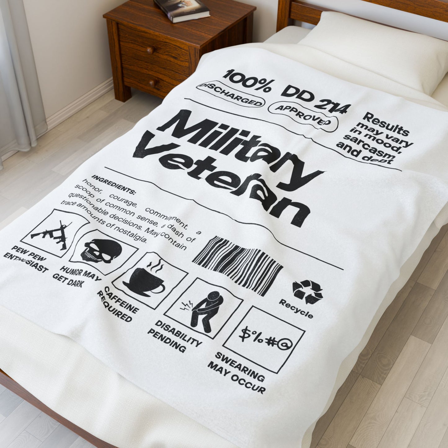 Military Veteran Velveteen Plush Blanket, Cozy Throw for Veterans, Gift for Military Holidays, Soft Blanket for Home Decor, Unique Veteran