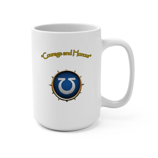 Inspirational Mug 15oz - Courage and Honour Coffee Cup, Gift for Gamers, Unique Kitchen Decor, Motivational Drinkware, Warrior Theme