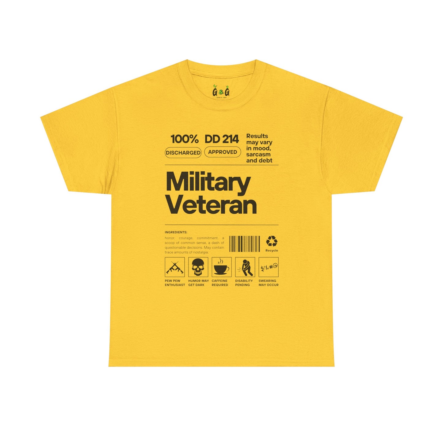 Military Veteran Unisex Heavy Cotton Tee - 100% Discharged Approved T-Shirt