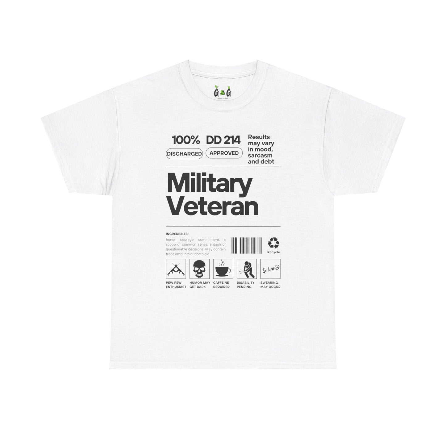 Military Veteran Unisex Heavy Cotton Tee - 100% Discharged Approved T-Shirt
