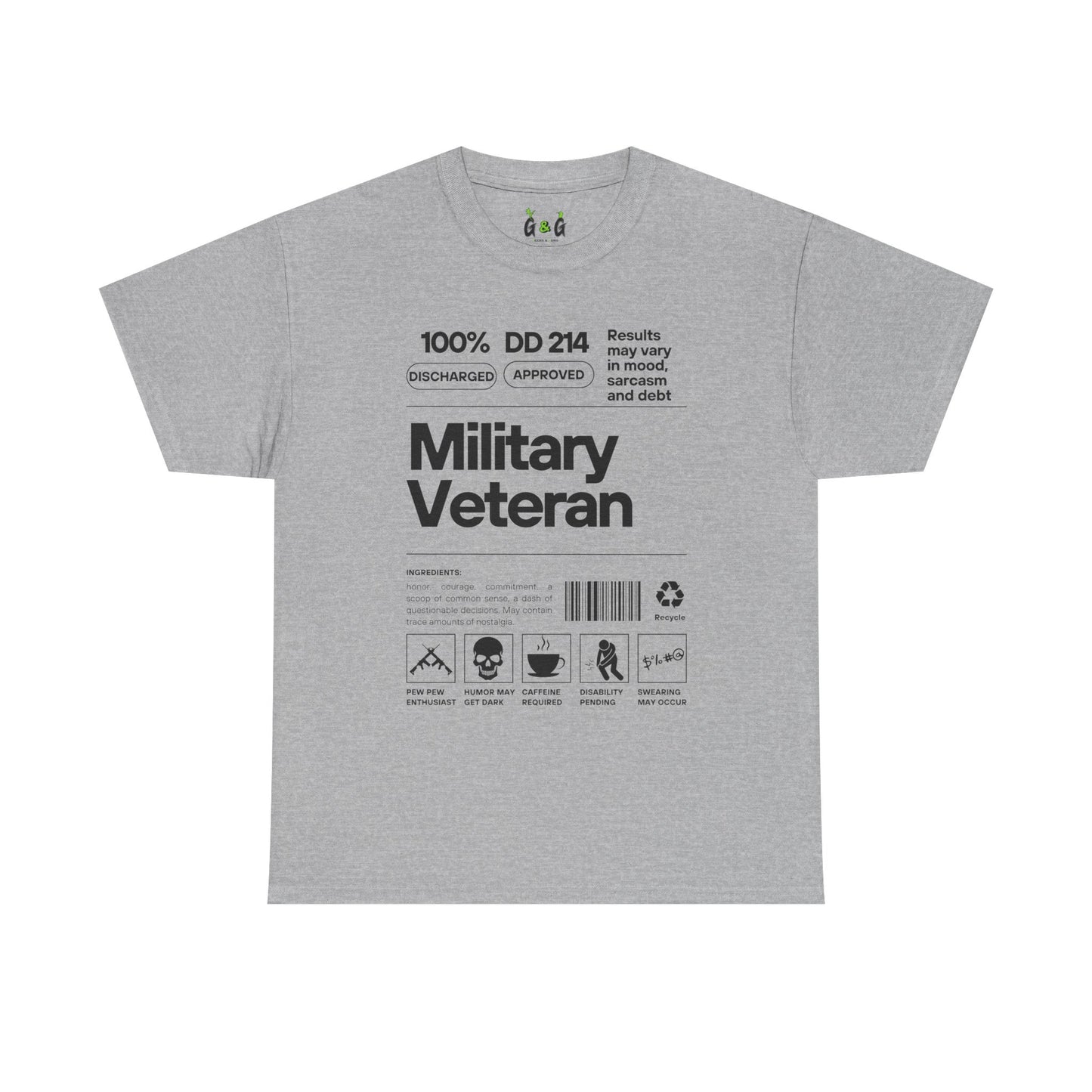 Military Veteran Unisex Heavy Cotton Tee - 100% Discharged Approved T-Shirt