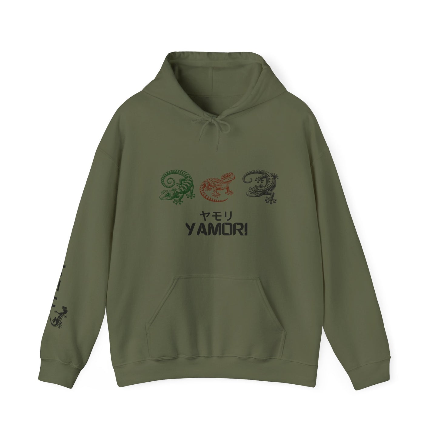 Japanese Style Gecko Hoodie, Unisex Sweatshirt with Print Sleeve, Reptile Lizard Hoody, Men Women Pullover, Oriental Clothing Gift