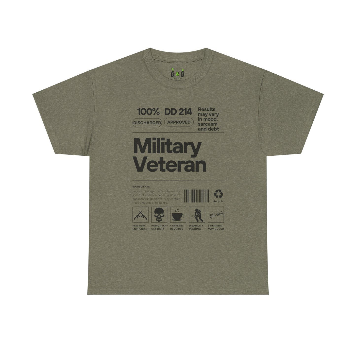 Military Veteran Unisex Heavy Cotton Tee - 100% Discharged Approved T-Shirt