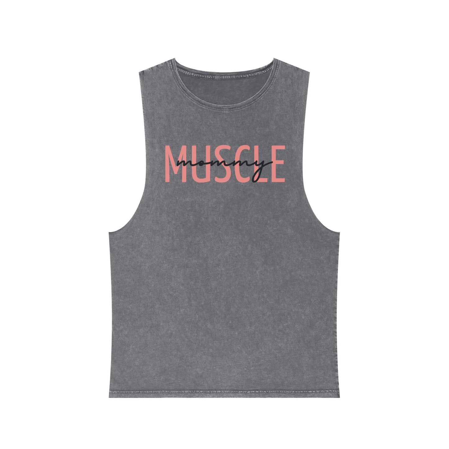 Stonewash Tank Top, Muscle Mommy Gym Attire, Tough Workout Tank for Her, Unisex Fitness Shirt, Sleeveless Athletic Apparel