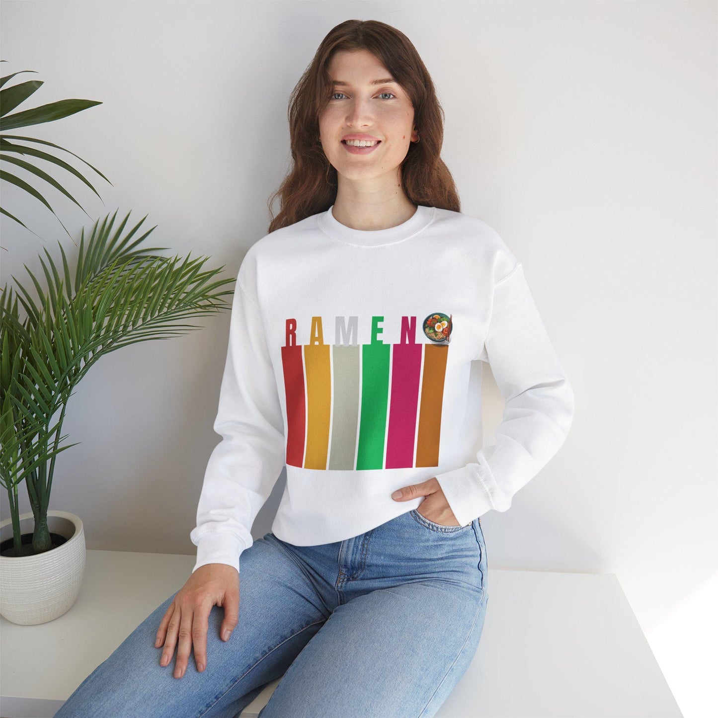 Whimsical Ramen Graphic Sweatshirt, Cozy Streetwear, Unisex Gift, Foodie Fashion, Casual Wear, Perfect for Food Lovers