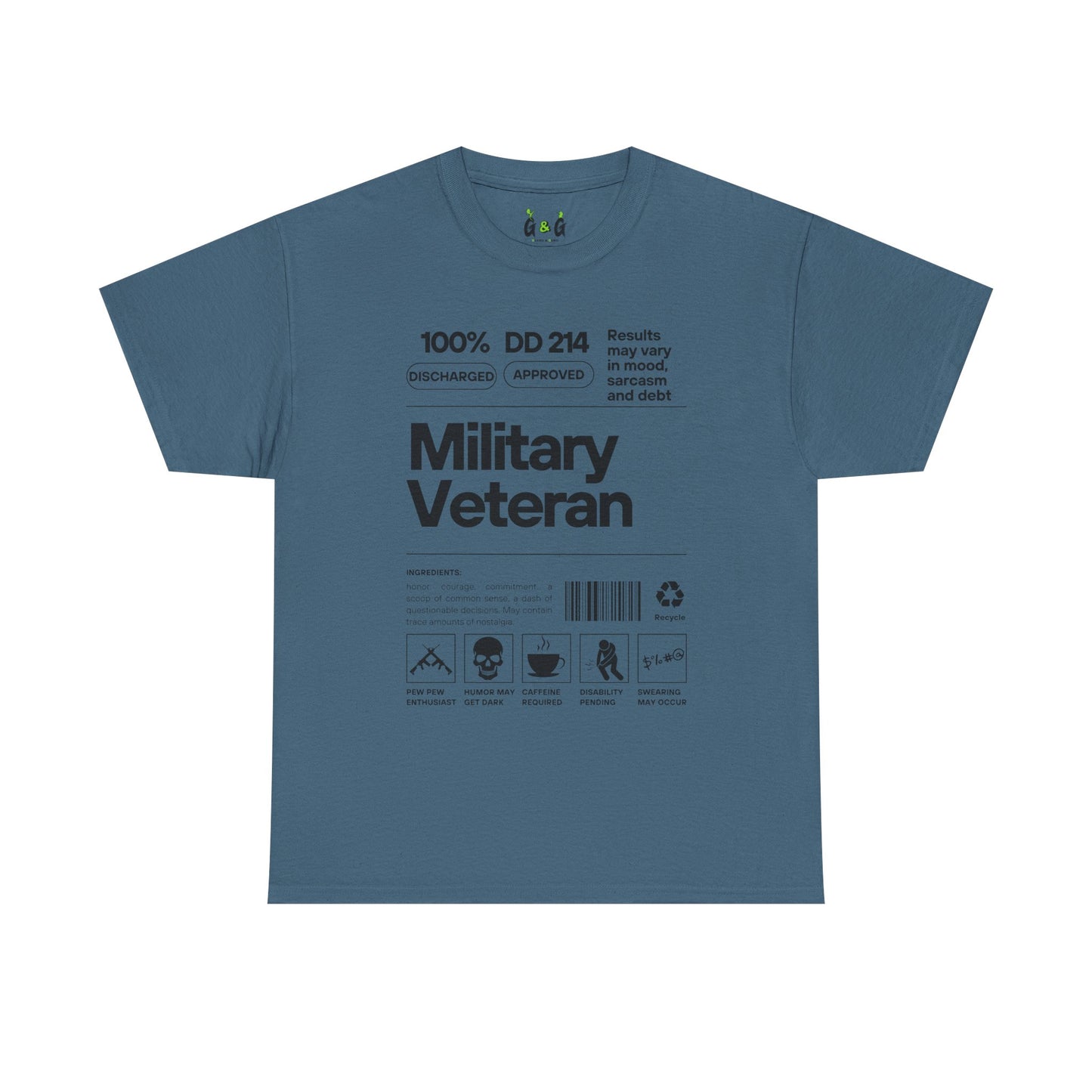 Military Veteran Unisex Heavy Cotton Tee - 100% Discharged Approved T-Shirt
