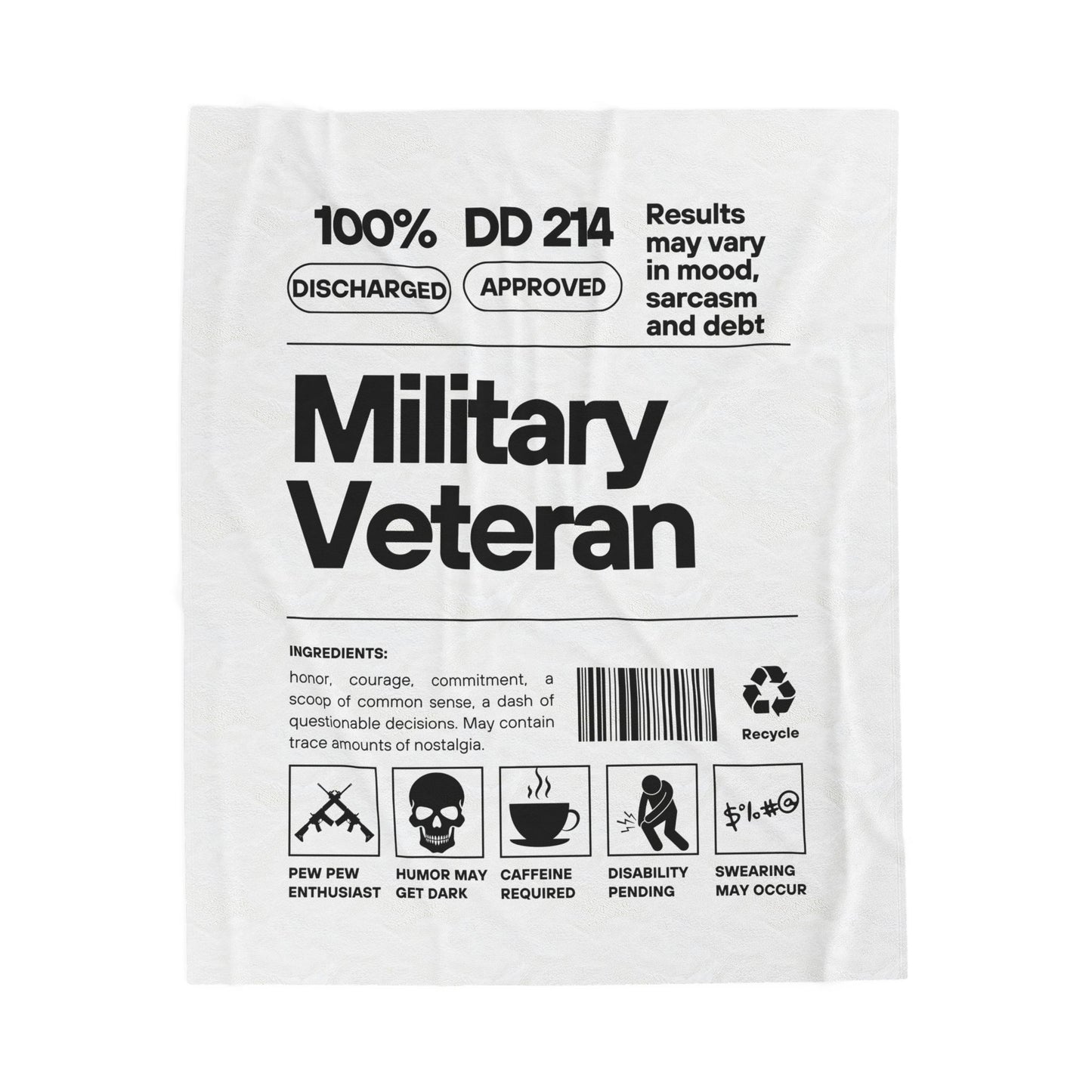 Military Veteran Velveteen Plush Blanket, Cozy Throw for Veterans, Gift for Military Holidays, Soft Blanket for Home Decor, Unique Veteran