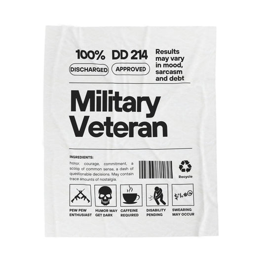 Military Veteran Velveteen Plush Blanket, Cozy Throw for Veterans, Gift for Military Holidays, Soft Blanket for Home Decor, Unique Veteran