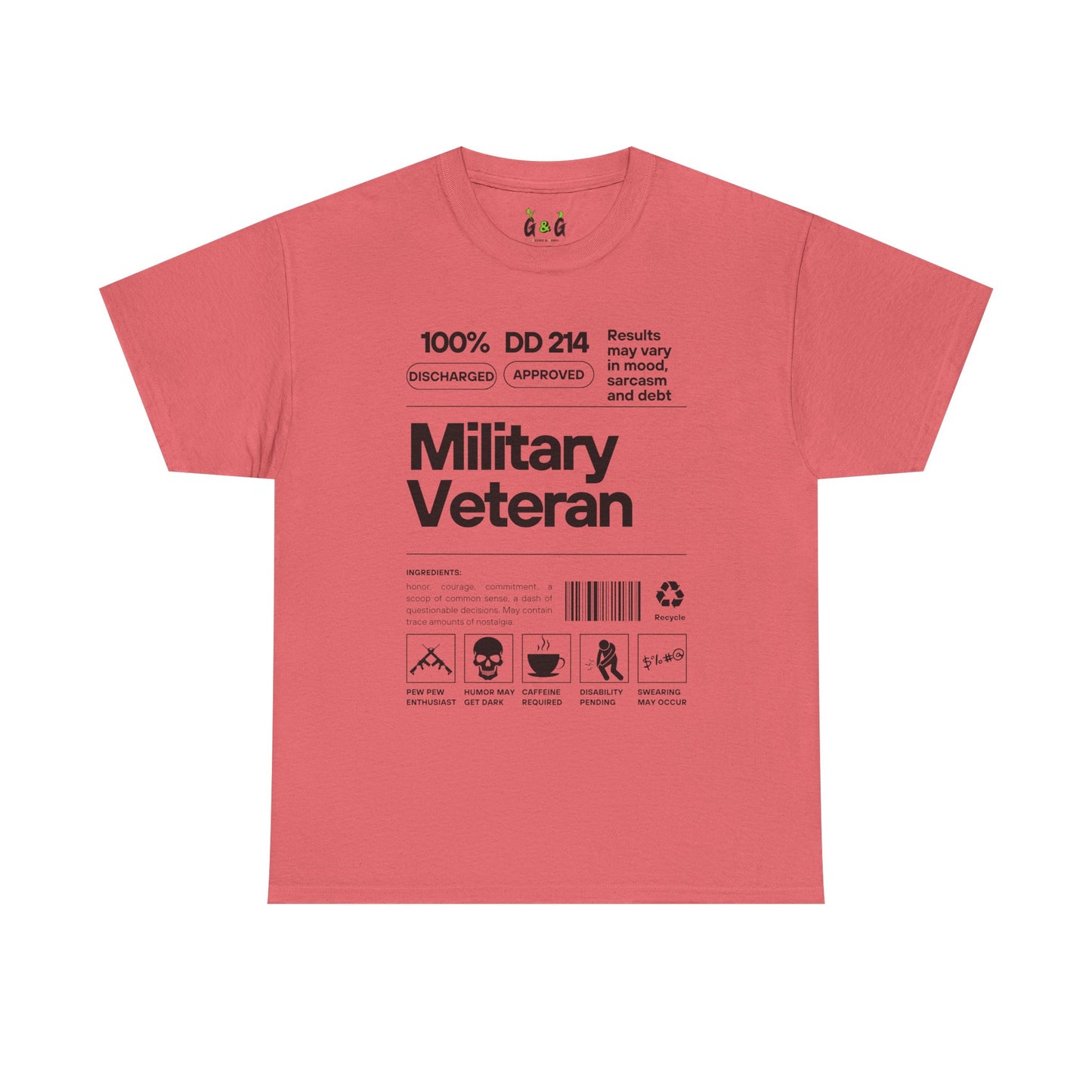 Military Veteran Unisex Heavy Cotton Tee - 100% Discharged Approved T-Shirt