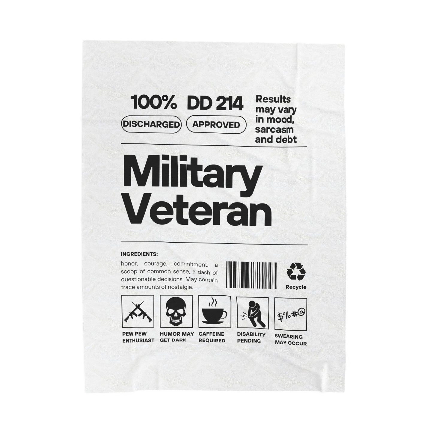 Military Veteran Velveteen Plush Blanket, Cozy Throw for Veterans, Gift for Military Holidays, Soft Blanket for Home Decor, Unique Veteran