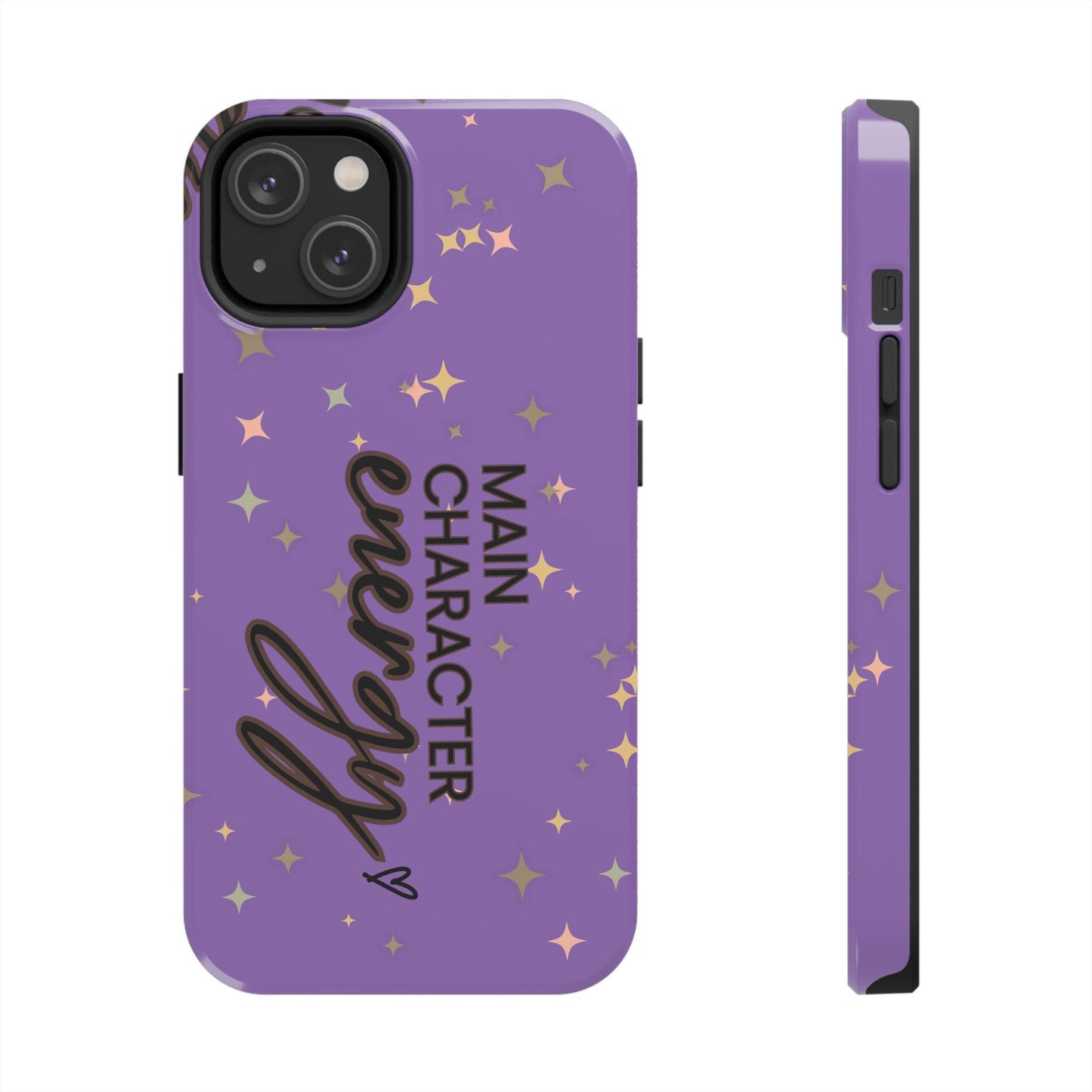 Purple Tough Phone Cases, Main Character Energy, Cute Unique Design, Protective Phone Cover, Trendy Cellphone Accessories