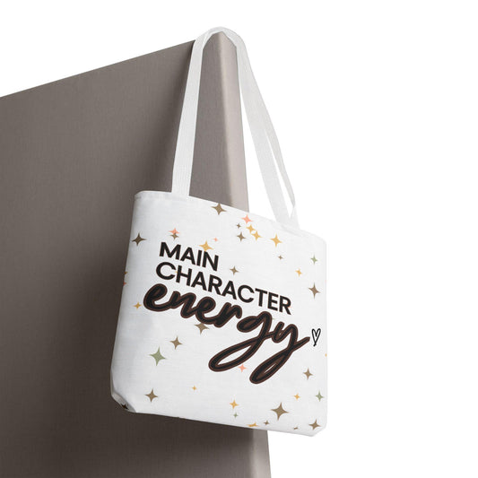 Double-Sided Printed Main Character Energy Tote Bag