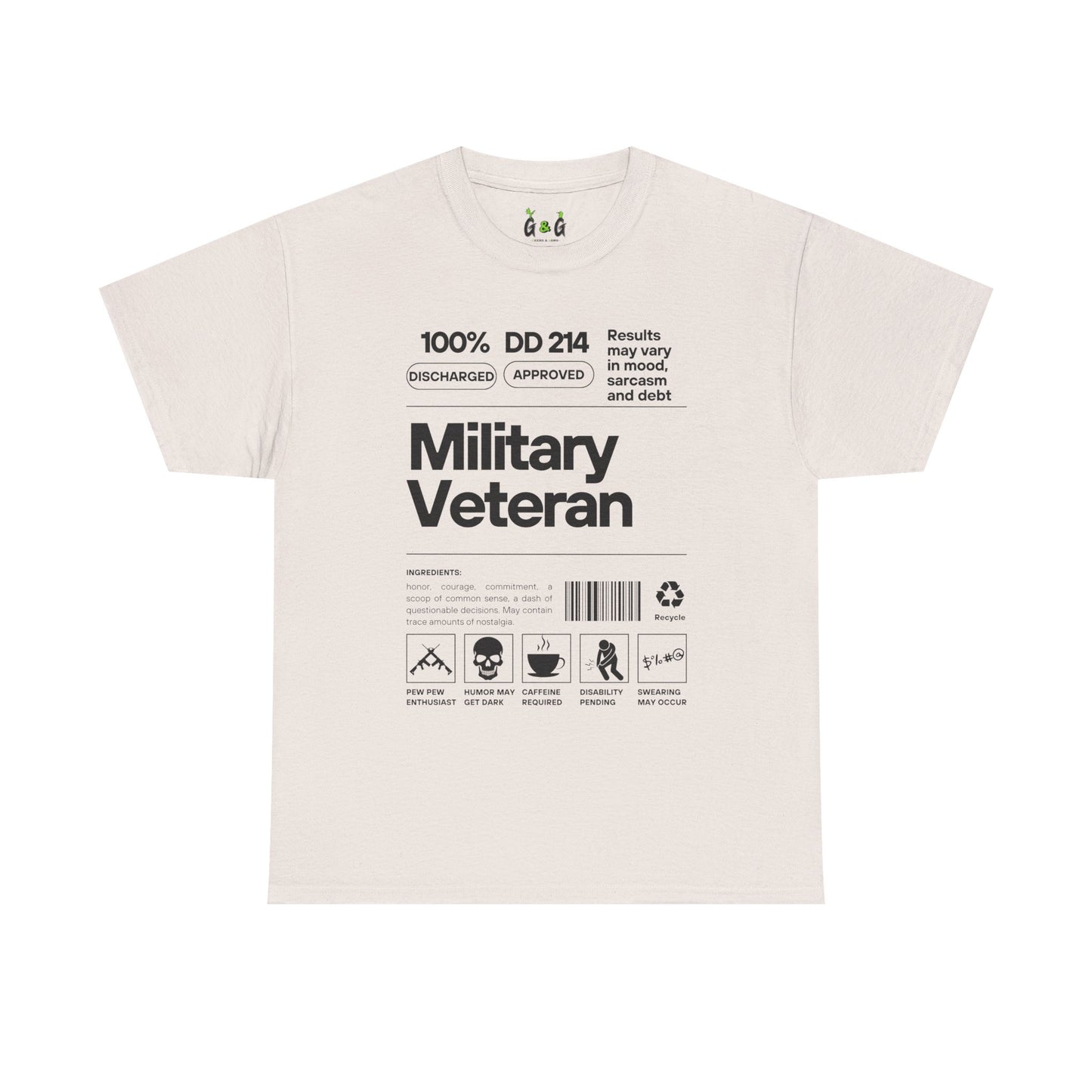 Military Veteran Unisex Heavy Cotton Tee - 100% Discharged Approved T-Shirt