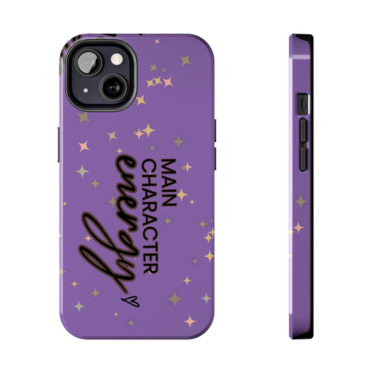 Purple Tough Phone Cases, Main Character Energy, Cute Unique Design, Protective Phone Cover, Trendy Cellphone Accessories