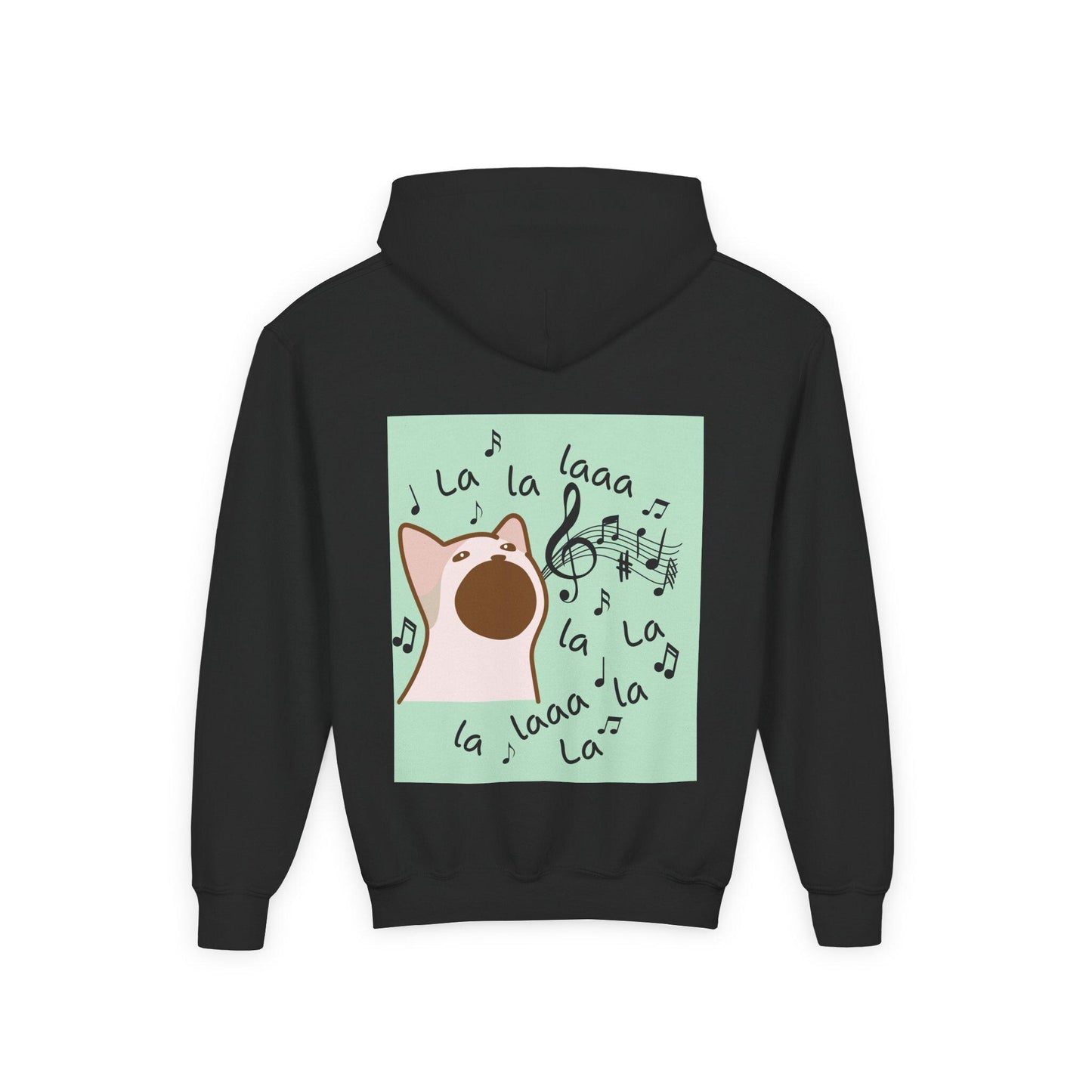 Musical Cat Youth Hoodie, Fun Animal Sweatshirt, Birthday Gift for Kids, Cute Pet Lover Sweater, Music Lover Apparel