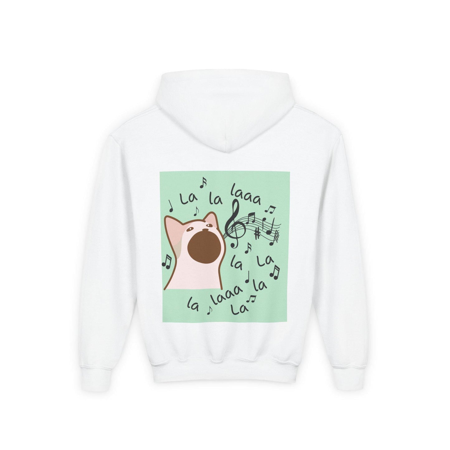 Musical Cat Youth Hoodie, Fun Animal Sweatshirt, Birthday Gift for Kids, Cute Pet Lover Sweater, Music Lover Apparel