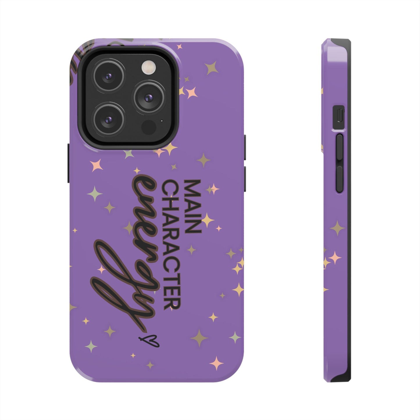 Purple Tough Phone Cases, Main Character Energy, Cute Unique Design, Protective Phone Cover, Trendy Cellphone Accessories