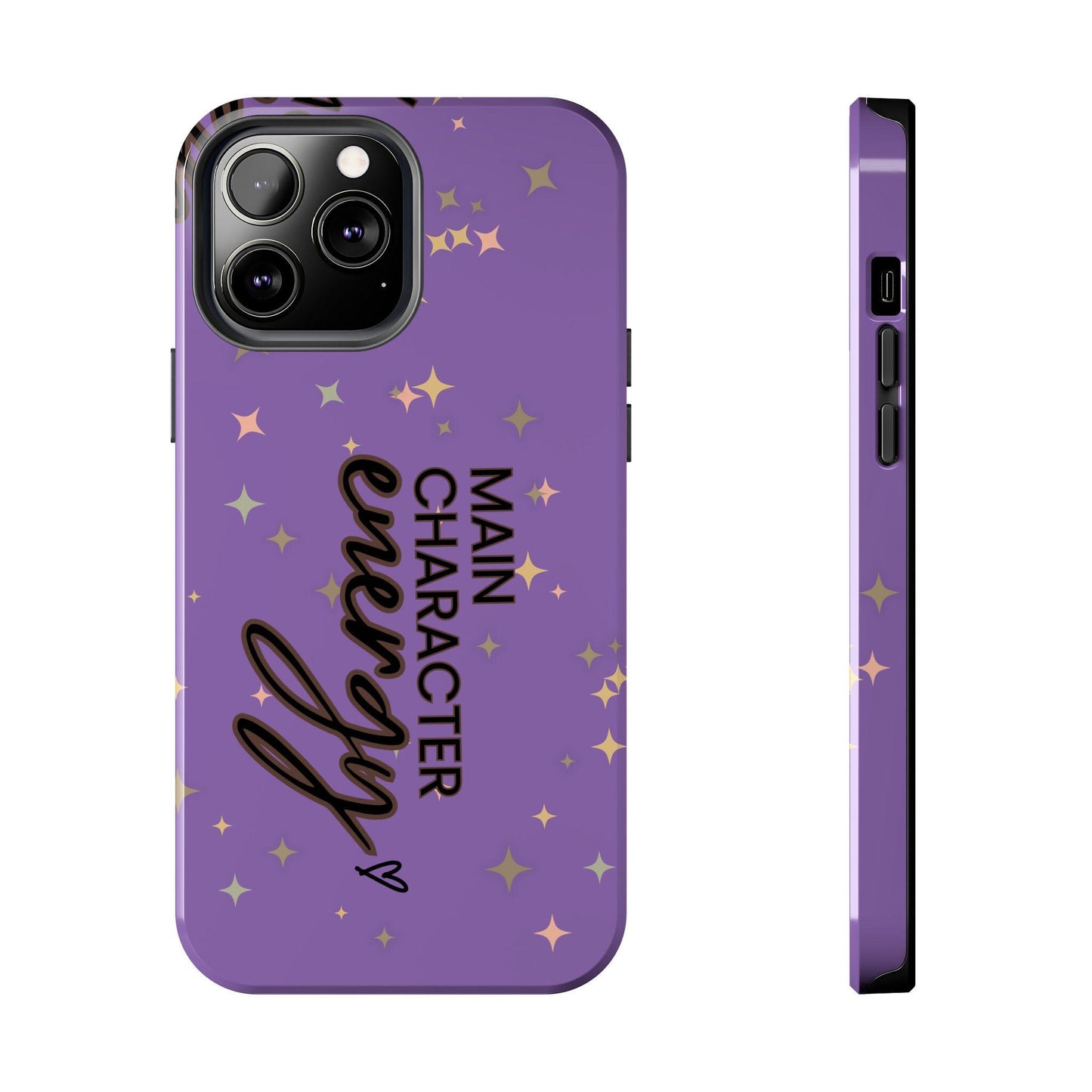 Purple Tough Phone Cases, Main Character Energy, Cute Unique Design, Protective Phone Cover, Trendy Cellphone Accessories