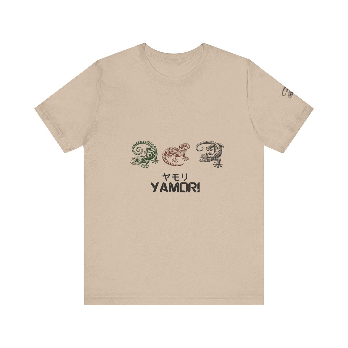 Gecko Print T-Shirt, Japanese Style Tee, Unisex Short Sleeve Top, Cool Reptile Shirt, Geometric Design